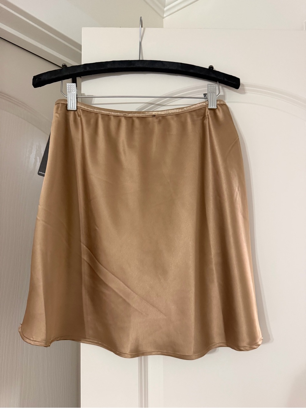 Satin A-Line Skirt in Light Brown